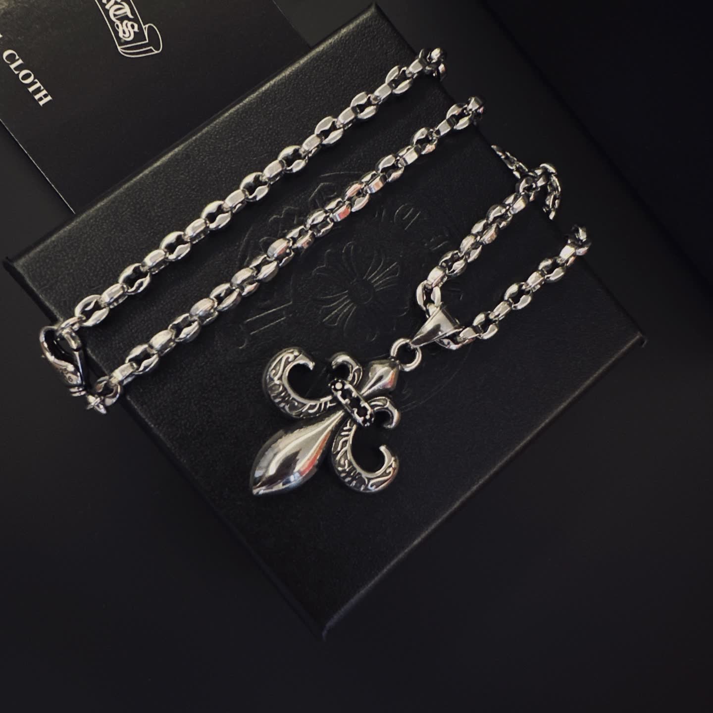 Chrome Hearts Silver Fleur-de-lis Pendant Necklace